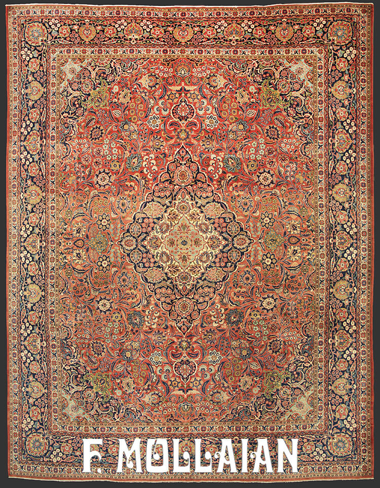 Tappeto Grande Persiano Antico Kashan Kurk n°:21529851